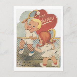 Vintager Tennis-PaareValentine Feiertagspostkarte