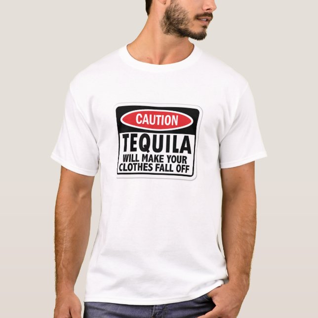 Vintager Tequila-Warnhinweis T - Shirt (Vorderseite)
