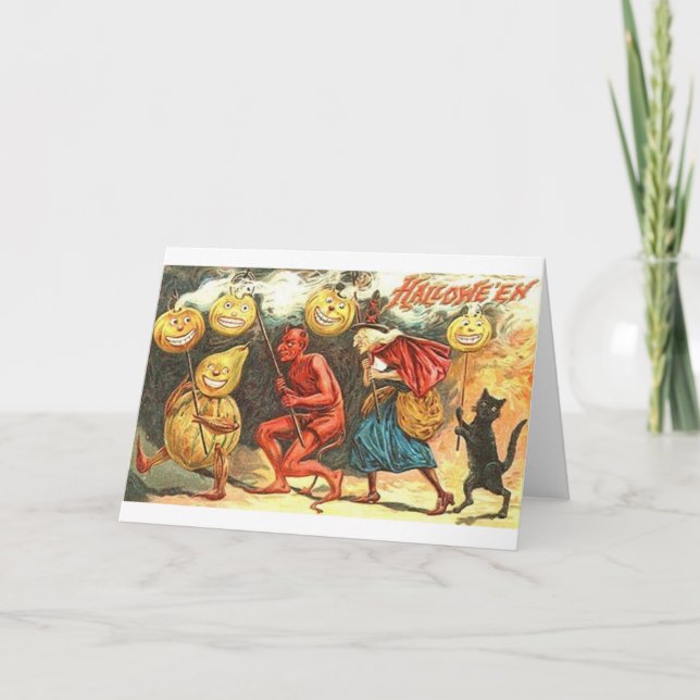 Vintager Teufel und Hexenmeisterausweis Karte (Vorderseite)