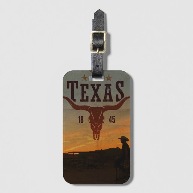 Vintager Texas Cowboy-Tag Gepäckanhänger (Vorderseite Vertikal)