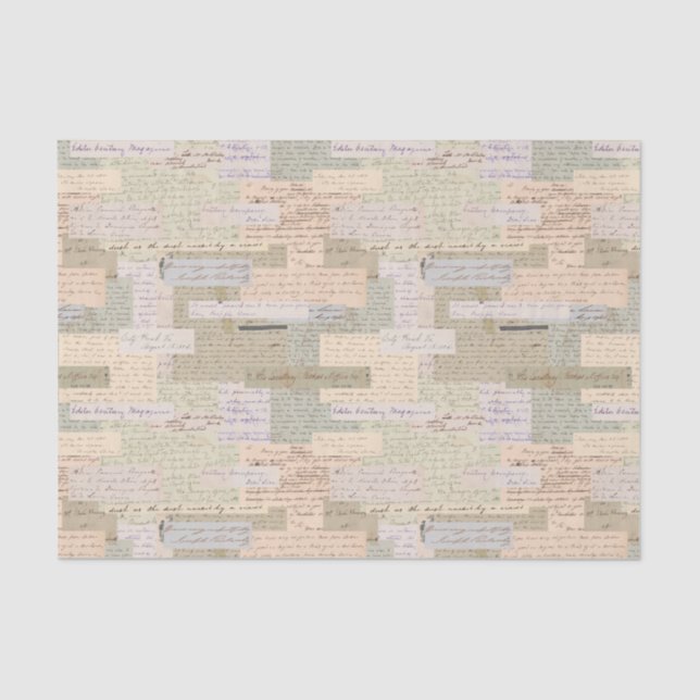 Vintager Text Ephemera Seidenpapier (Vorderseite)