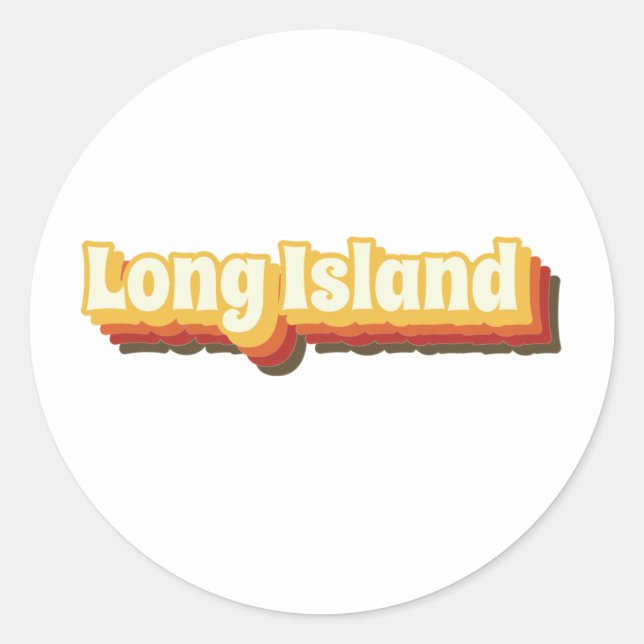 Vintager Text von Long Island Retro Runder Aufkleber (Vorderseite)