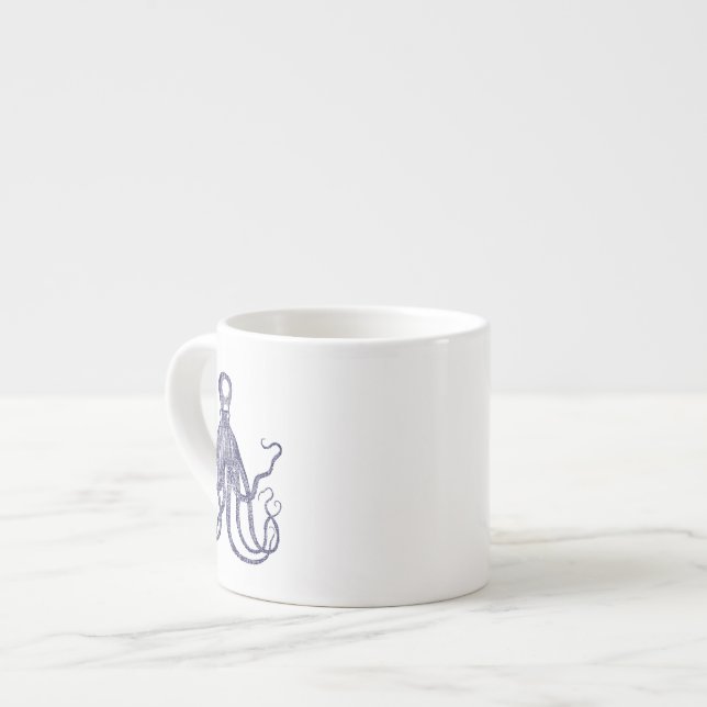 Vintager texturierter Kraken Espressotasse (Vorderseite Links)
