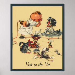 Vintager tierärztlicher Besuch zum Poster