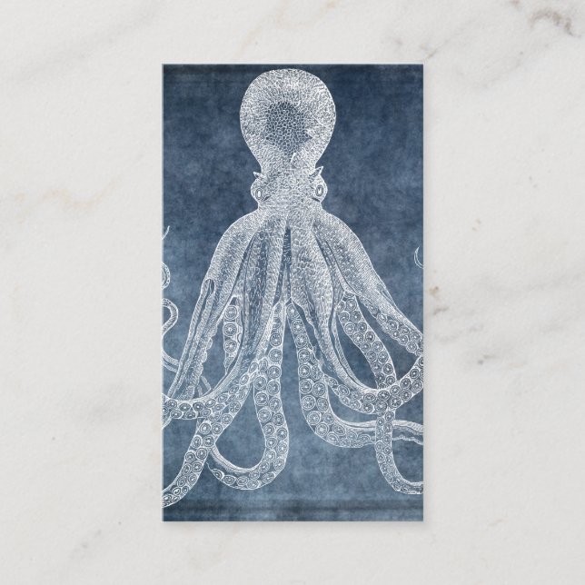 Vintager Tintenfisch, Twilight Blue Denim Visitenkarte (Vorderseite)