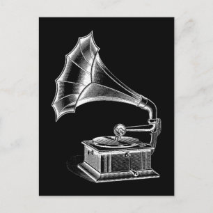 Vintager Tonträgerrekorder Musical Black Postkarte
