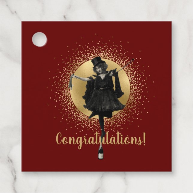Vintager Top Hat Dancer Glückwunsch Geschenkanhänger (Vorderseite)