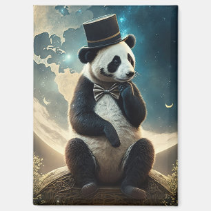 Vintager Top Hat Moon Panda Bär Magnet
