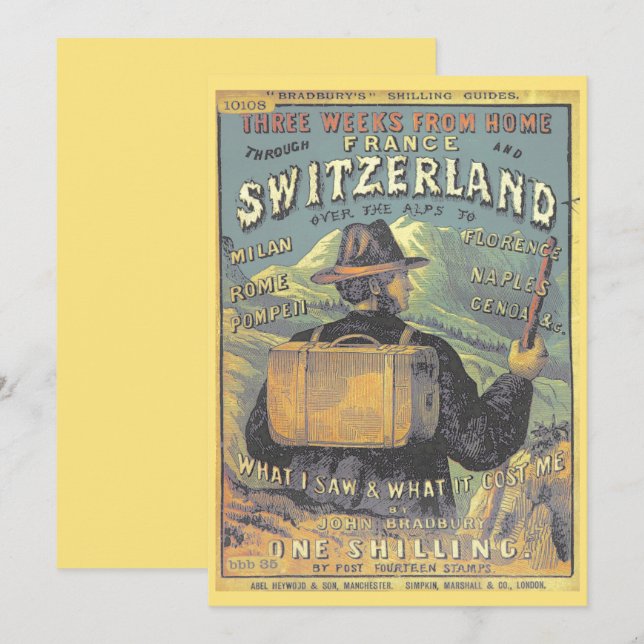 Vintager Touristenführer Schweiz und Alpen Karte (Vorne/Hinten)
