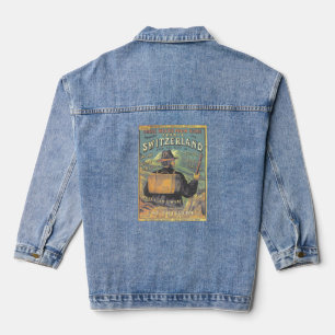 Vintager Touristenführer zur Schweiz Kunst abdecke Jeansjacke