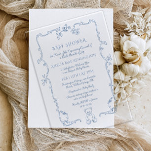 Vintager Tragetuch mit Babydusche Acryleinladungen