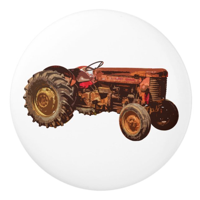 Vintager Traktor für Bauernhof Keramikknauf (Vorderseite)