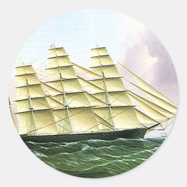 Vintager Transport Antiquitätenschiff auf See Runder Aufkleber (Vorderseite)
