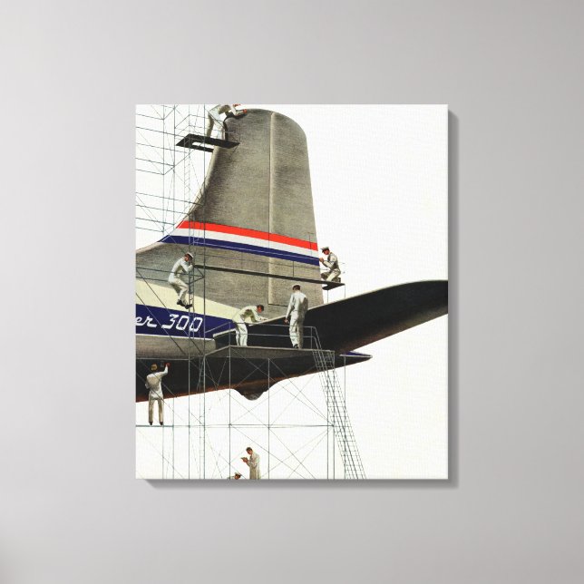 Vintager Transport, Flugzeugwartung Leinwanddruck (Vorderseite)