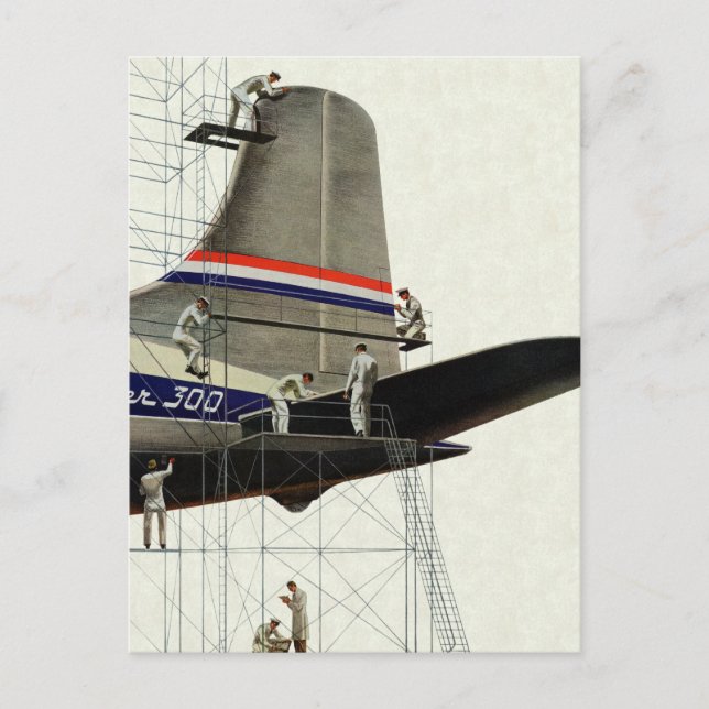 Vintager Transport, Flugzeugwartung Postkarte (Vorderseite)