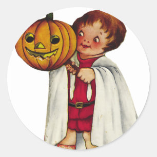 Vintager Trick KRW oder Treater Halloween Runder Aufkleber