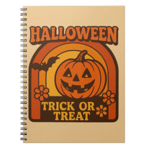 Vintager Trick oder Treat Halloween der 70er Jahre Notizblock