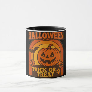Vintager Trick oder Treat Halloween der 70er Jahre Tasse