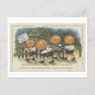 Vintager Trick oder Treat Pumpkins Postcard Postkarte