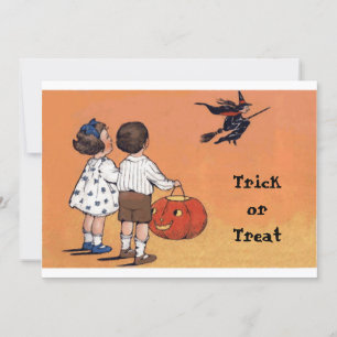 Vintager Trick oder Treff Halloween Postkarte