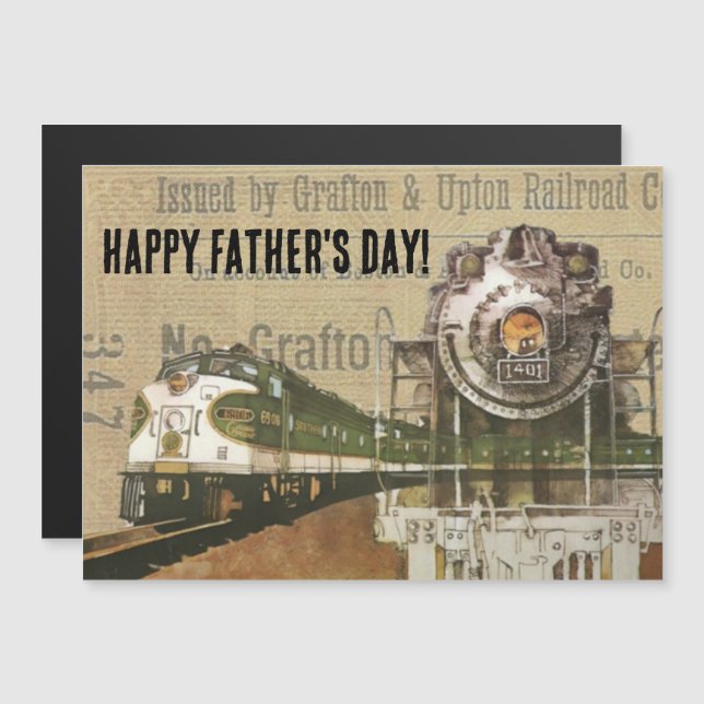 Vintager Triebzug Dampfzug Motor Steampunk Magnetkarte (Vorne/Hinten)