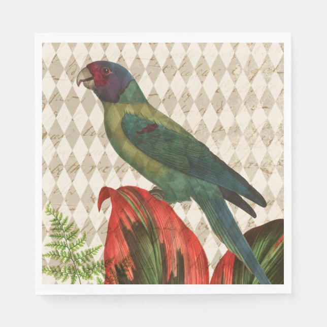 Vintager Tropenpapagei Serviette (Vorderseite)