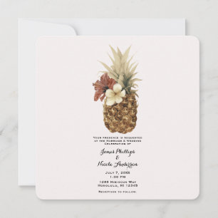 Vintager Tropischer Ananas-Hibiskus Blumenzehen Einladung