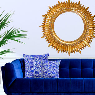 VINTAGER TROPISCHER BLAUER-FOLGKARTEN KISSEN