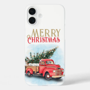 Vintager Truck Weihnachtsbaum iPhone 16 Plus Hülle