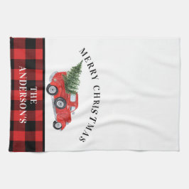 Vintager Truck Weihnachtsbaum Kariert Bauernhof Geschirrtuch