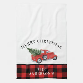Vintager Truck Weihnachtsbaum Kariert Bauernhof Geschirrtuch