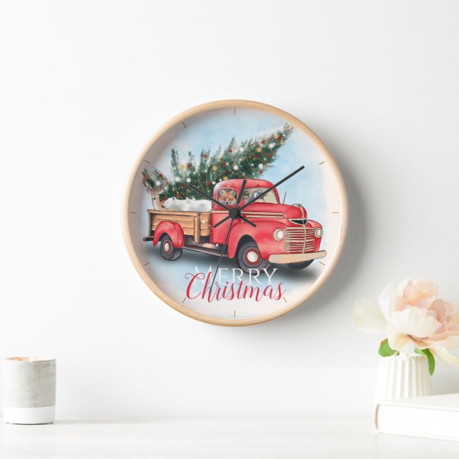 Vintager Truck Weihnachtsbaum Uhr (Zuhause)