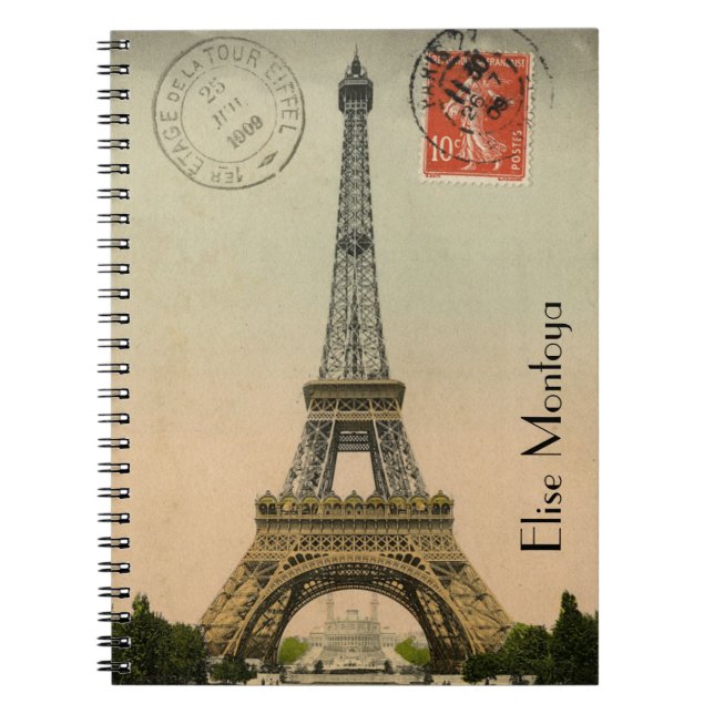 Vintager Turm Paris Eiffel personalisiert Notizblock (Vorderseite)