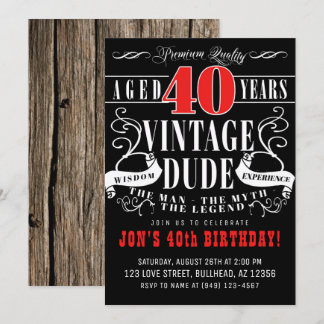 Vintager Typ Man Myth Legend Men's 40. Geburtstag Einladung