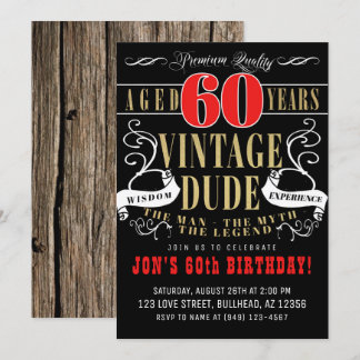 Vintager Typ Man Myth Legend Men's 60. Geburtstag Einladung