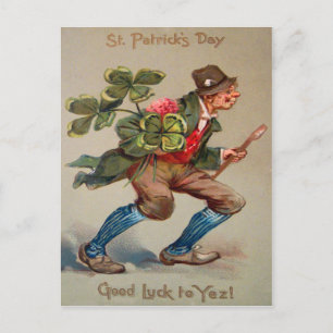 Vintager Typ Pipe Kleeblatt Luck St Patrick's Day Postkarte