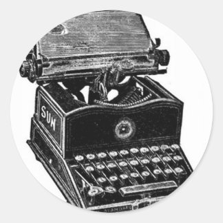 VINTAGER TYPEWRITER RUNDER AUFKLEBER