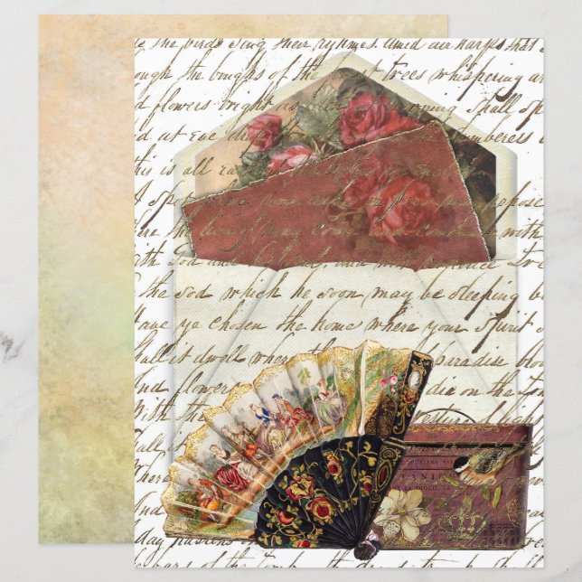 Vintager Umschlag Fan Hat Box Altes Schreiben einf (Vorne/Hinten)