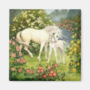 Vintager Unicorn und Fohlen Magnet