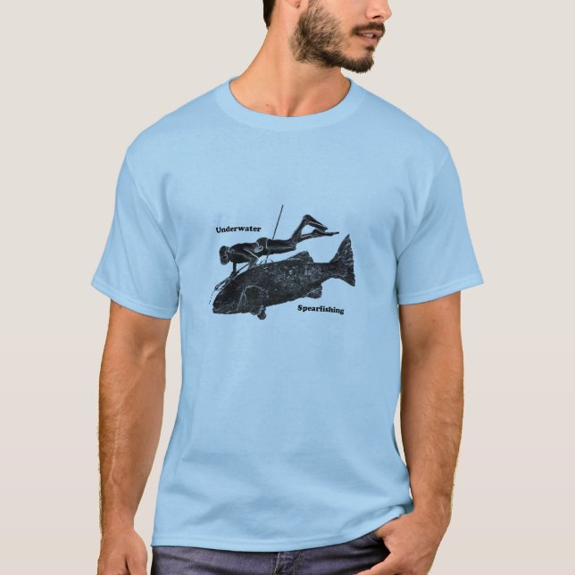 Vintager UnterwasserSpearfishing Taucher mit T-Shirt (Vorderseite)