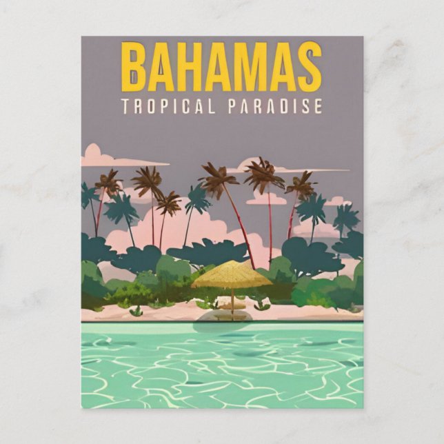 Vintager Urlaub auf Bahamas tropischer Insel Postkarte (Vorderseite)