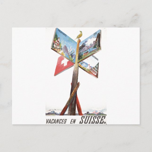 Vintager Urlaub in der Schweiz Postkarte (Vorderseite)