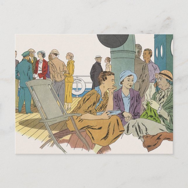 Vintager Urlaub, Kreuzfahrtschiff für Reisende Postkarte (Vorderseite)