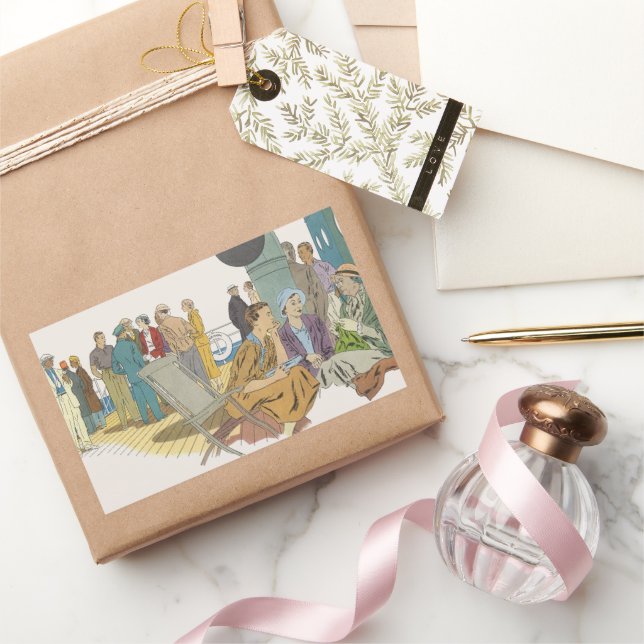 Vintager Urlaub, Kreuzfahrtschiff für Reisende Rechteckiger Aufkleber (Schenken)