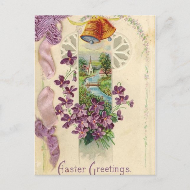 Vintager Urlaub Ostern Gruß Postkarte (Vorderseite)