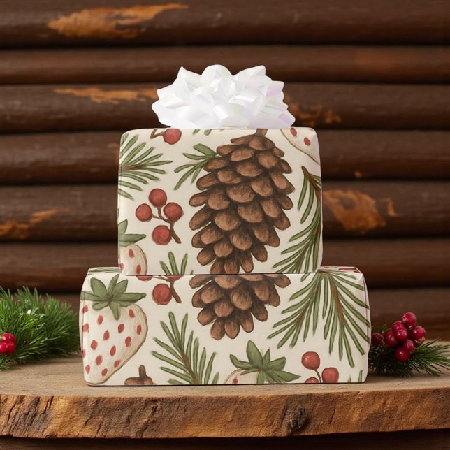 Vintager Urlaub Pinecone Geschenkpapier (Von Creator hochgeladen)