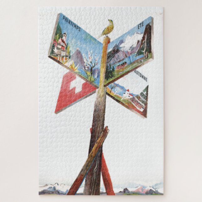 Vintager Urlaub Schweiz Reise - Illustration (Vertikal)