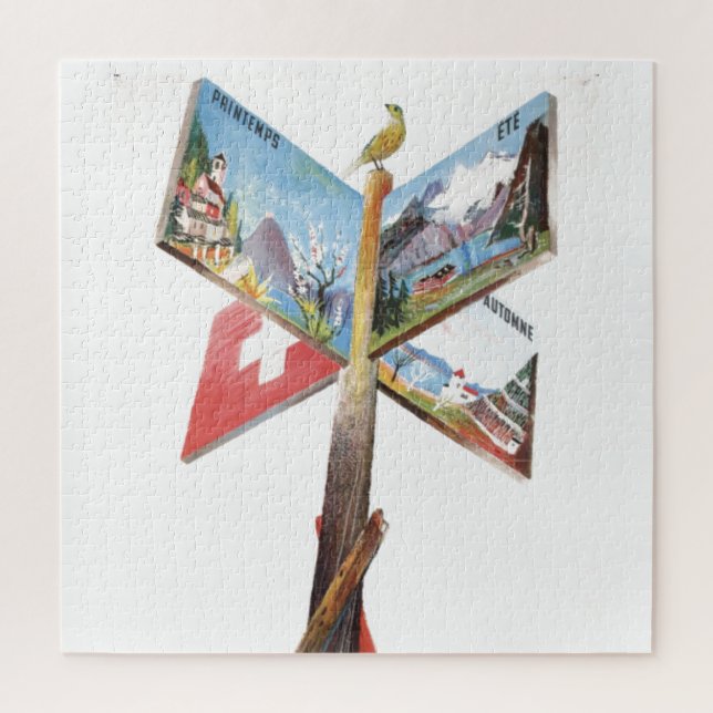 Vintager Urlaub Schweiz Reise - Illustration (Vertikal)