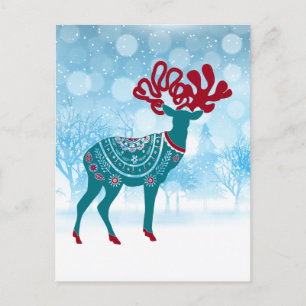 Vintager Urlaub Winter Skandinavier Elch Postkarte