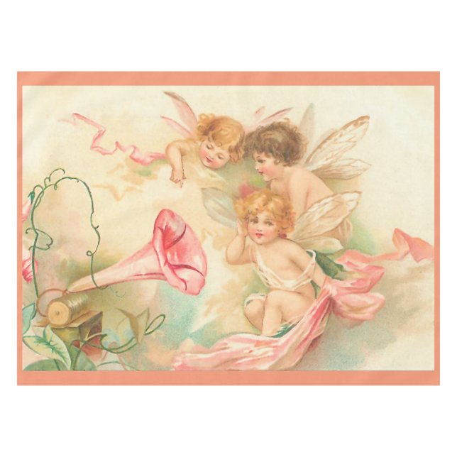 Vintager Valentincupiangel 1 Tischdecke (Vorderseite (Horizontal))